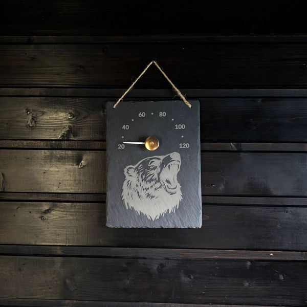 Liuskekivi saunamittari omalla kuvalla