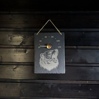 Liuskekivi saunamittari omalla kuvalla