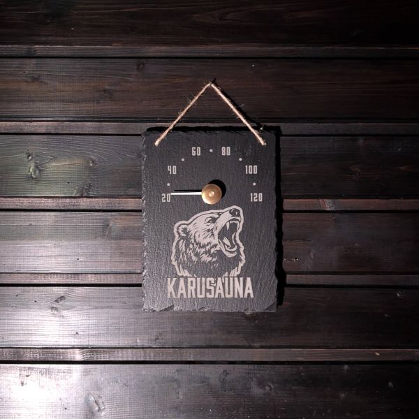 Liuskekivi saunamittari omalla kuvalla