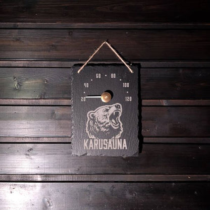 Liuskekivi saunamittari omalla kuvalla