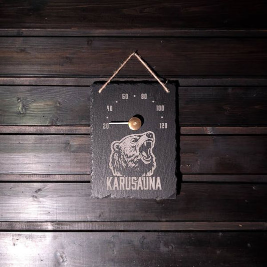 Liuskekivi saunamittari omalla kuvalla