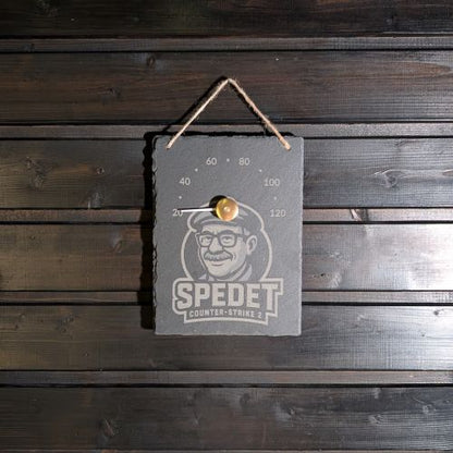 Liuskekivi saunamittari omalla kuvalla